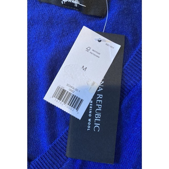 NWT Banana Republic V Neck Merino Sweater Size Medium Men’s Blue - Picture 4 of 8